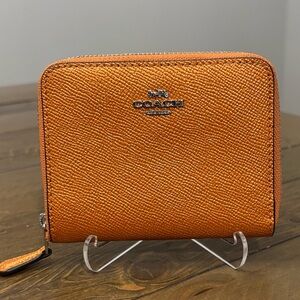 Coach Metallic Orange Leather Snap Wallet